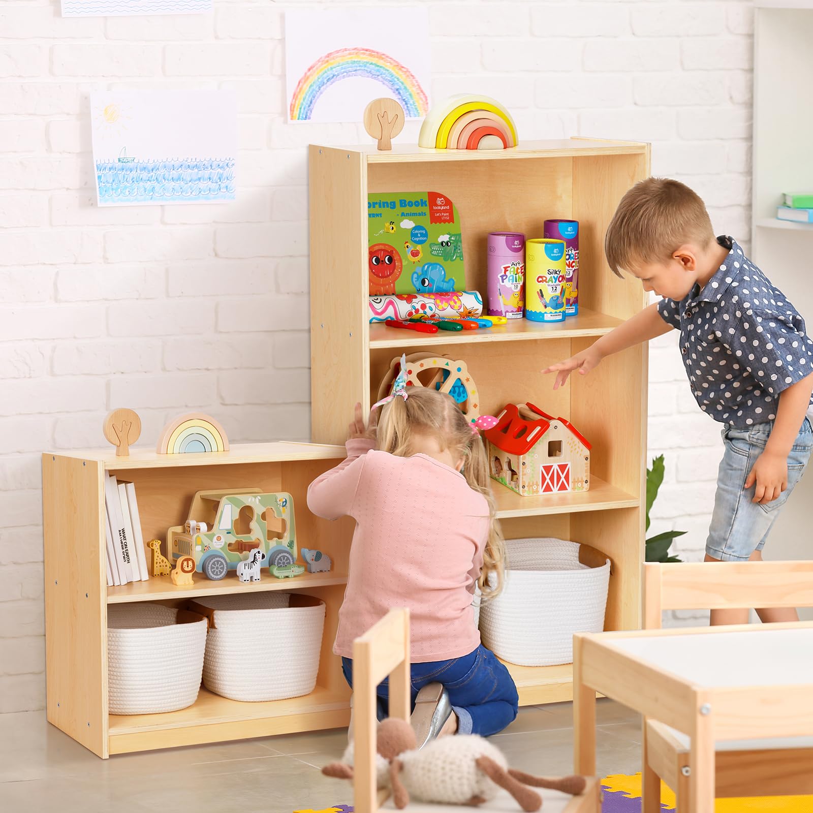 Montessori Wooden Storage Shelf for Kids
