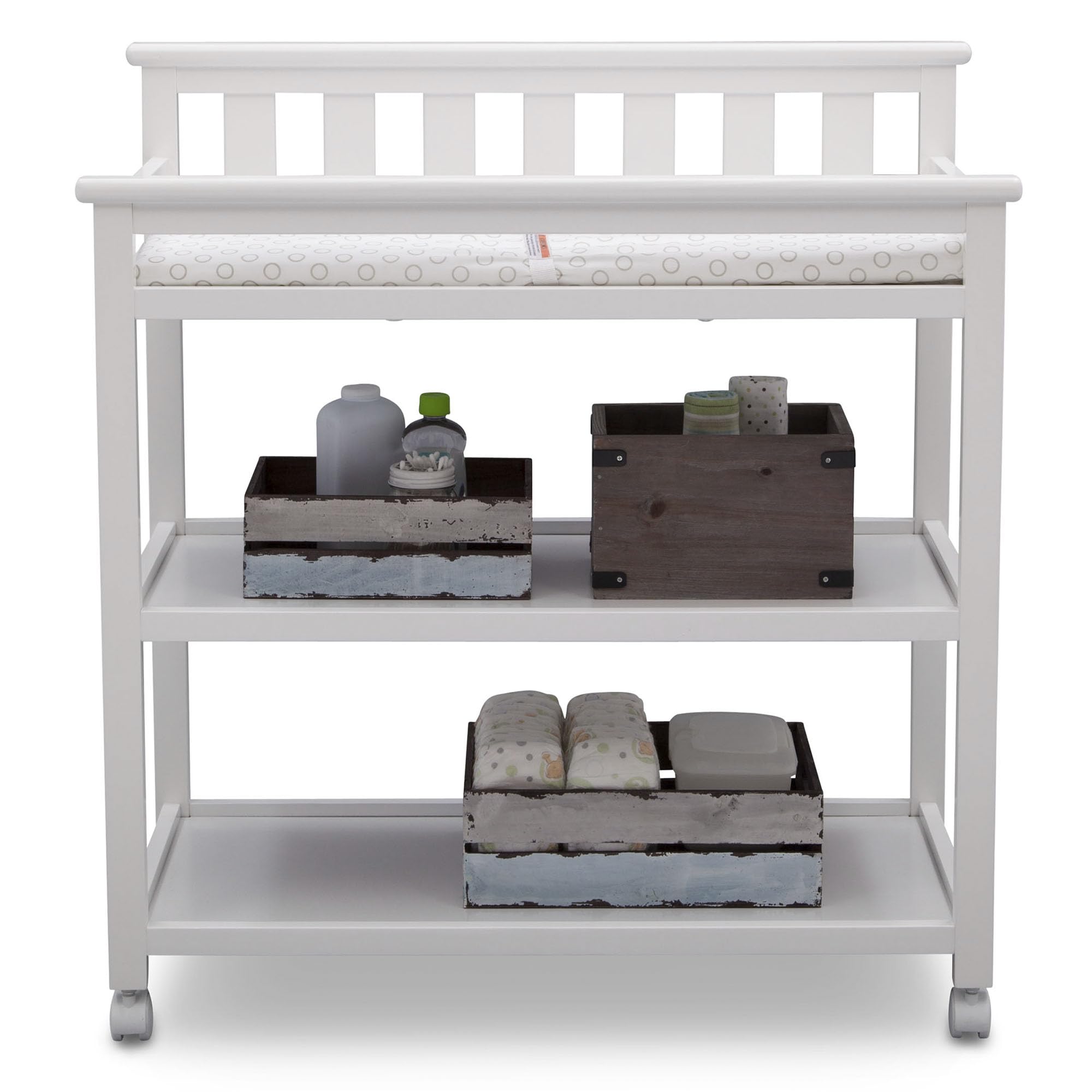 Flat Top Changing Table with Wheels and Changing Pad - Greenguard
