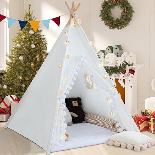 Teepee Tent for Kids with Padded Mat Cotton Canvas Kids Tent