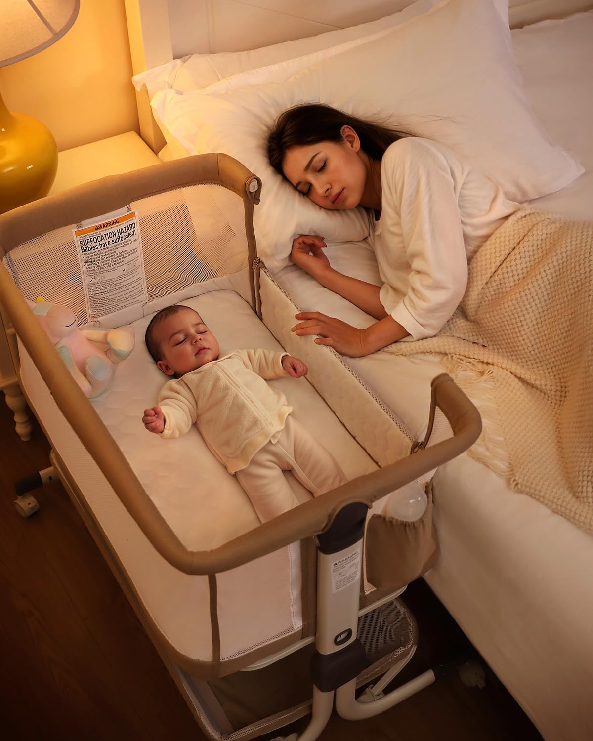 Bedside Bassinet with Mesh Sides and Height Adjustment