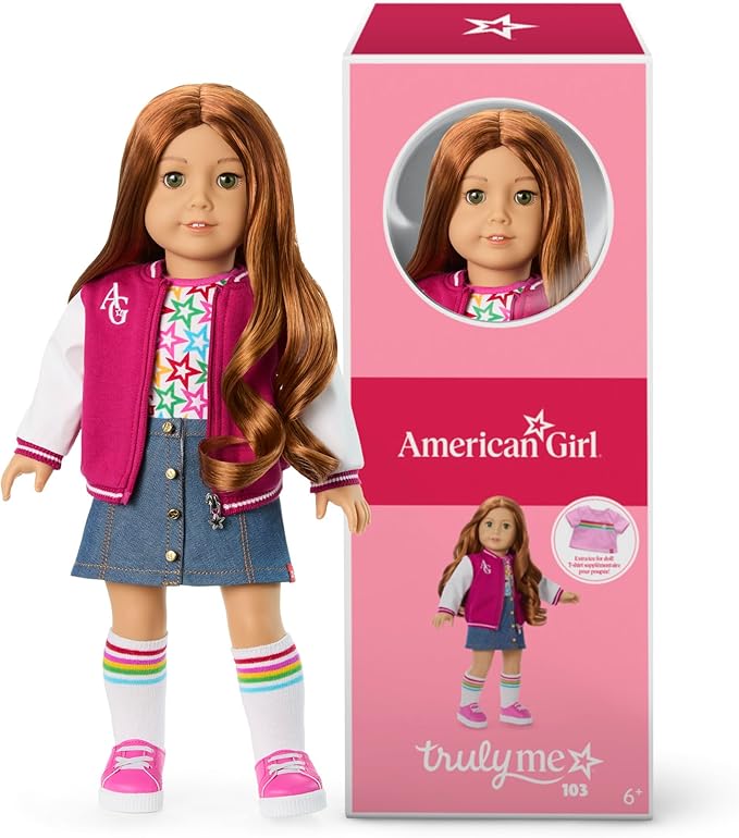 Truly Me 18-inch Doll #116 with Light-Blue Eyes, Wavy Purple-and-Pink Hair, Light Skin