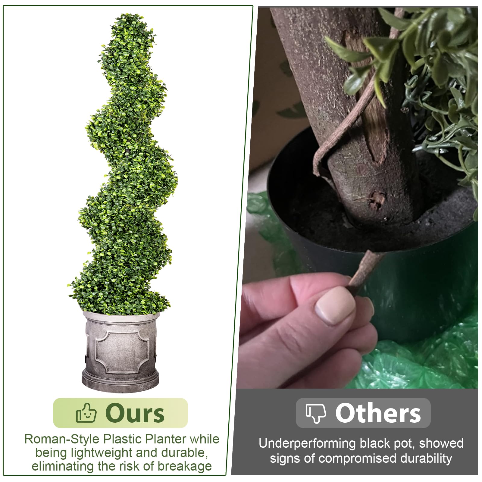 4FT Artificial Spiral Boxwood Topiary Trees with Planter