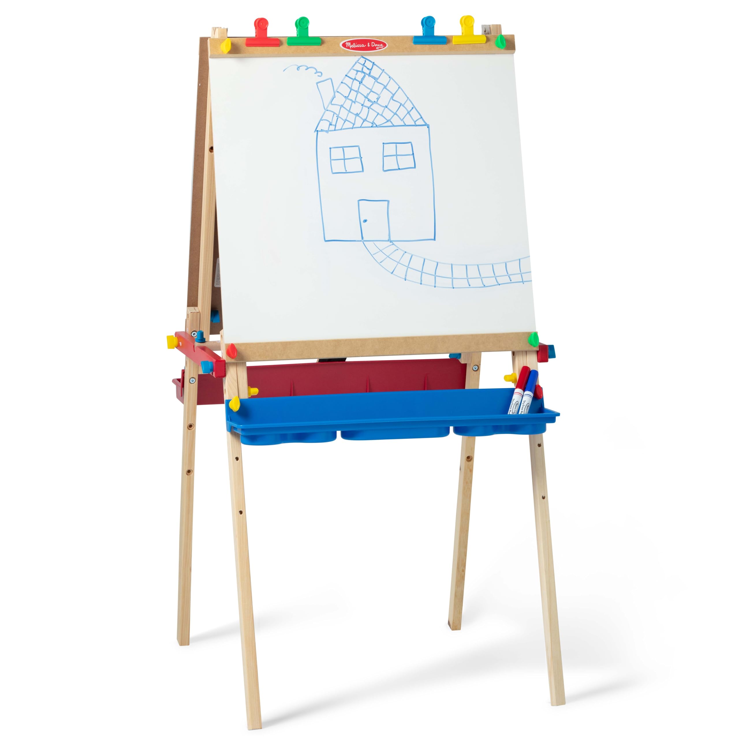 Deluxe Standing Art Easel - Dry-Erase Board, Chalkboard, Paper Roller