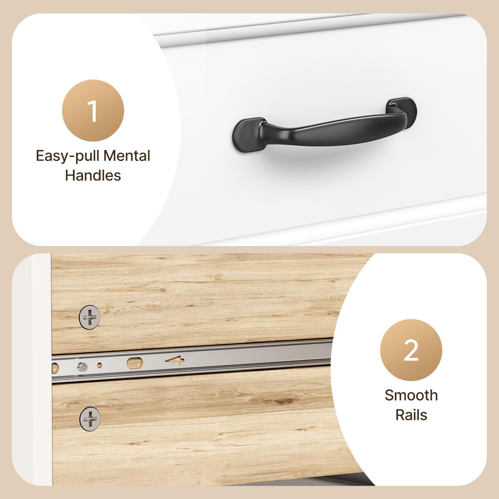 6 Drawer Dresser for Bedroom with Metal Handles
