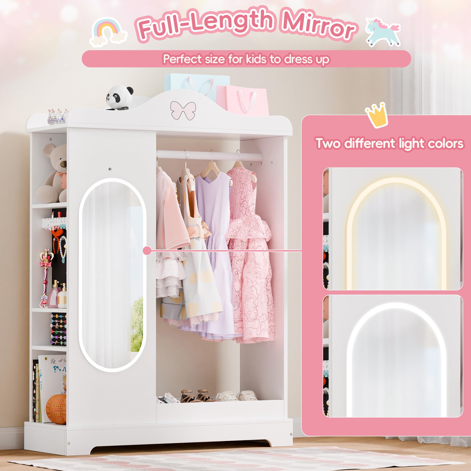Kids Armoire with Jewelry Cabinet and Mirror