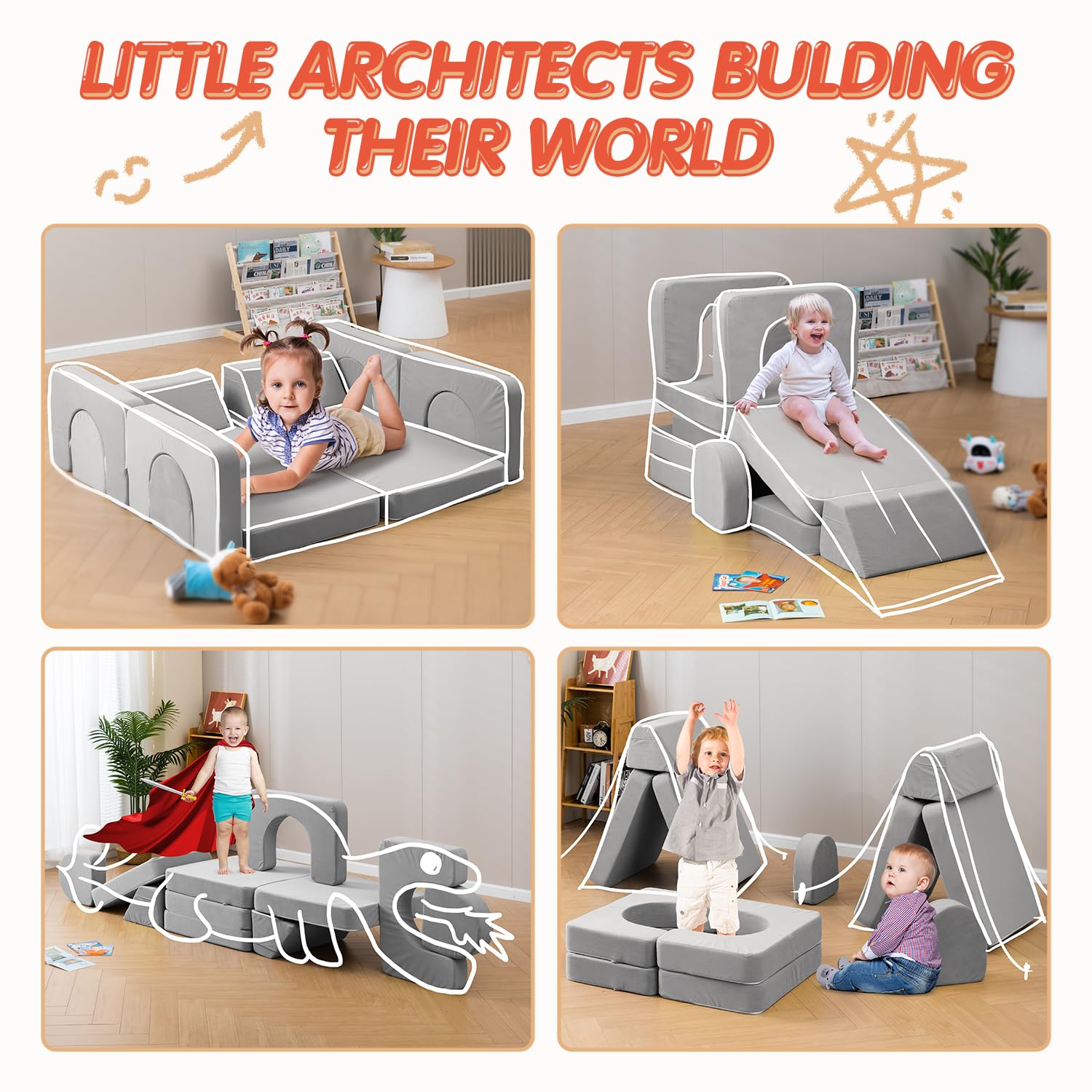Modular Kids Play Couch with 1000+ Assembly Options