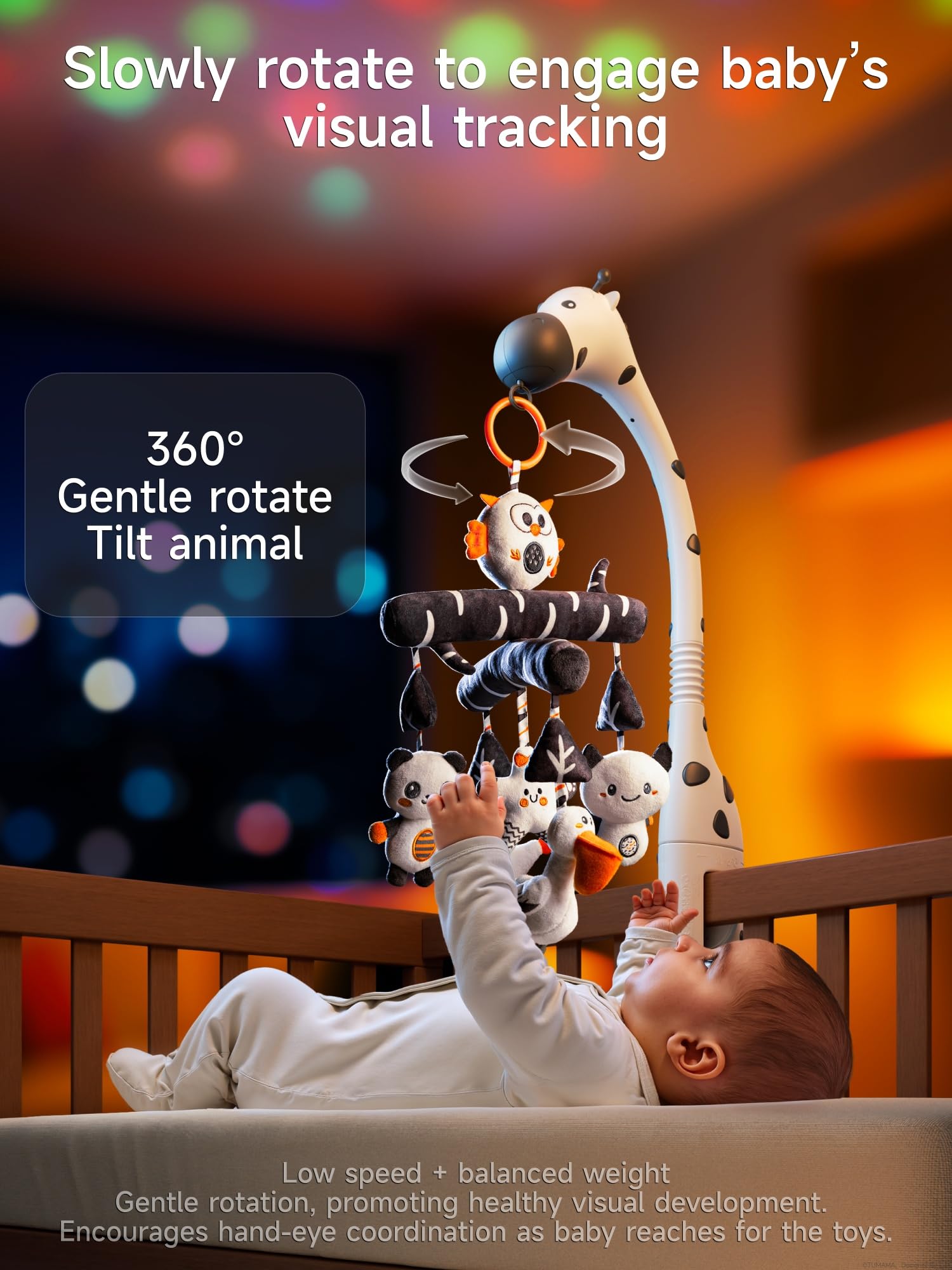 Baby Crib Mobile with Music and Projection