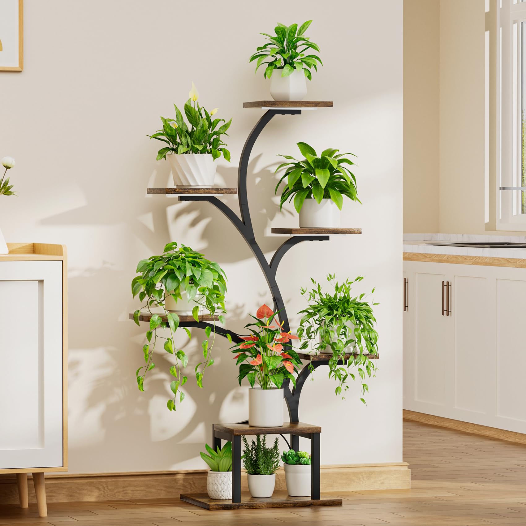 Plant Stand Indoor with Grow Lights, 7 Tiered Indoor Plant Shelf, 49"