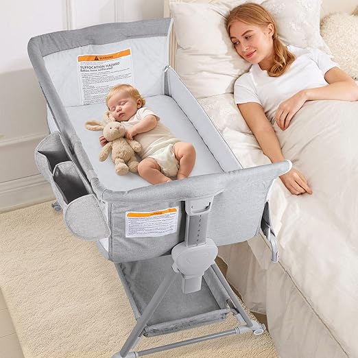 Baby Bassinet, Bedside Sleeper for Baby, 7 Height Adjustable