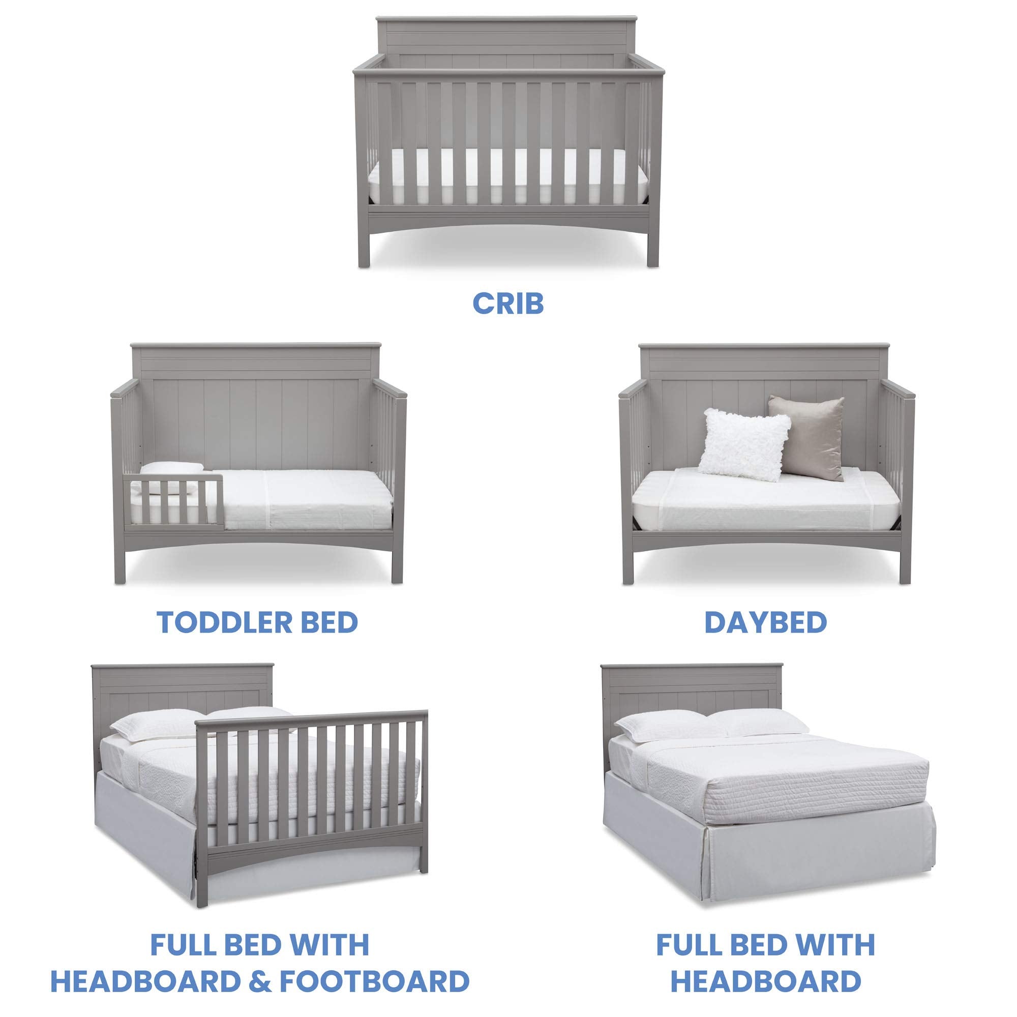 4-in-1 Convertible Baby Crib with Adjustable Mattress Heights