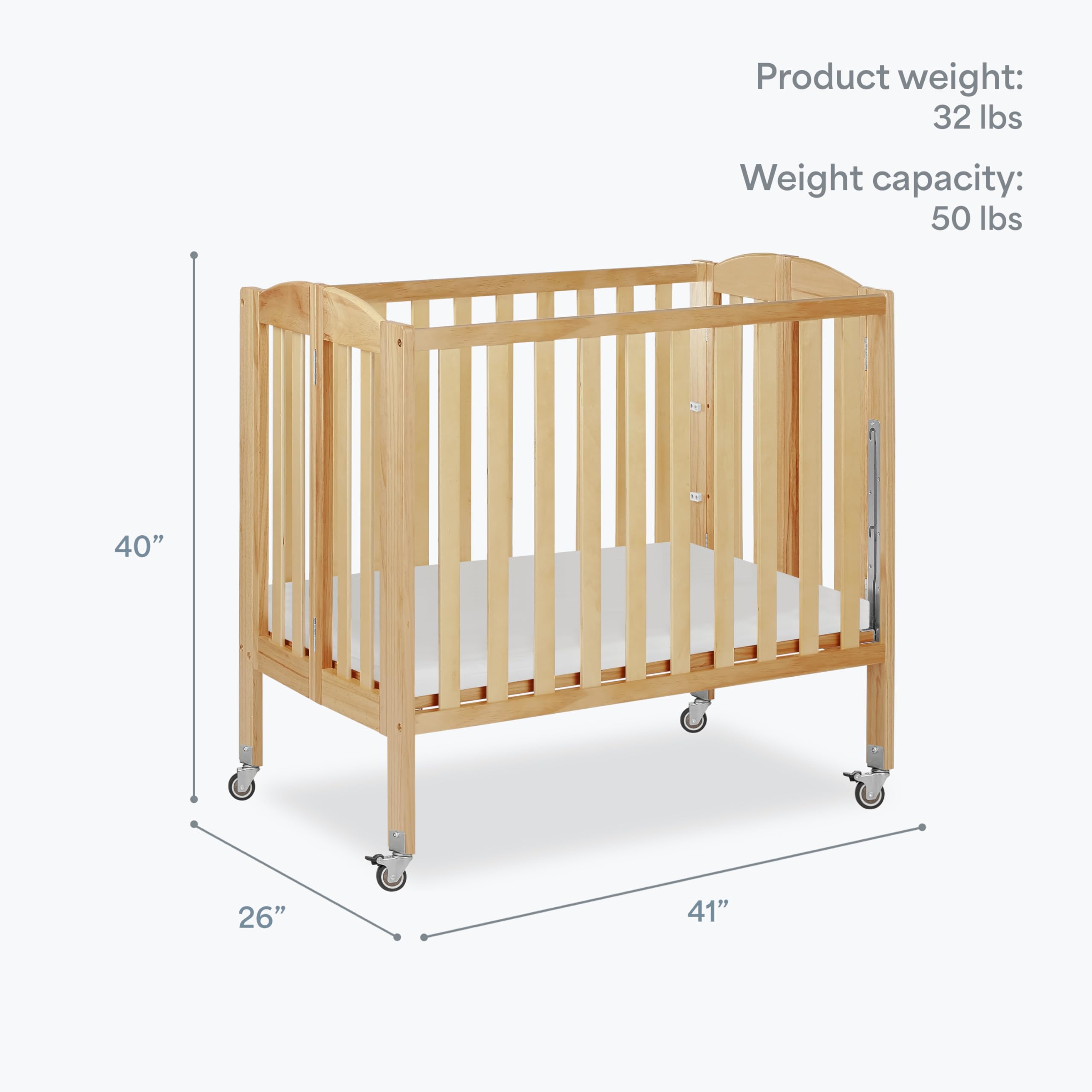 3-in-1 Folding Portable Crib with Wheels