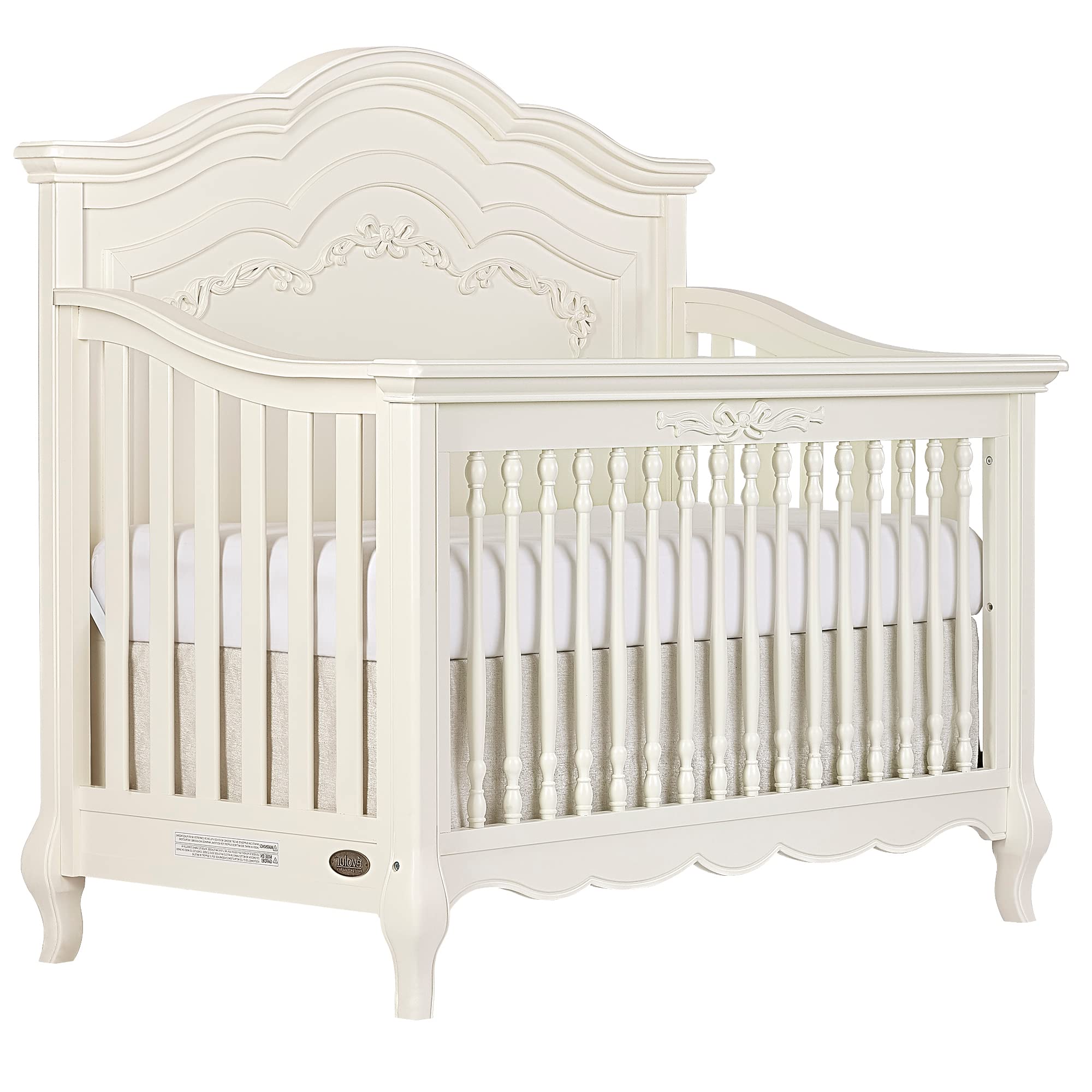 Aurora 5-in-1 Convertible Full-Size Baby Crib in Ivory Lace