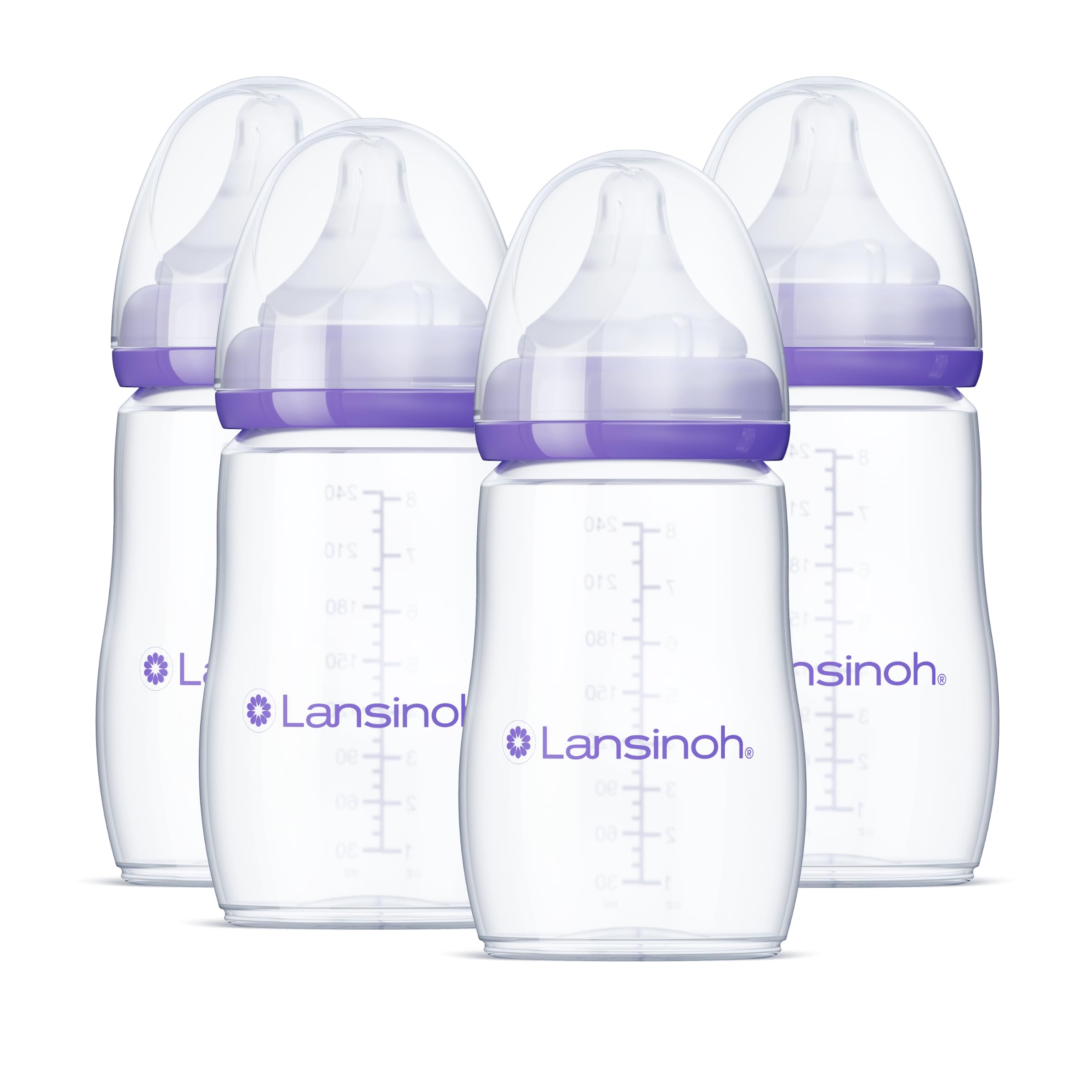 Anti-Colic Baby Bottles for Breastfeeding Babies, 8 Ounces, 4 Count, Includes