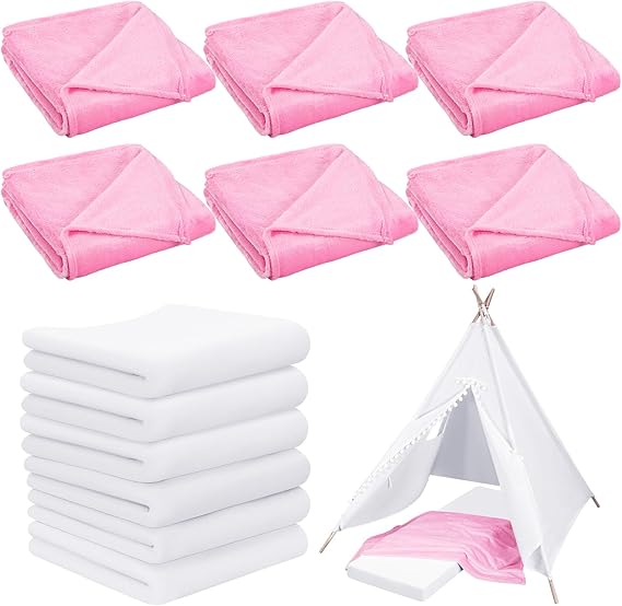 8 Pieces Sleepover Party Supplies Include Soft Throw Blankets Air Mattress Sheet Pad