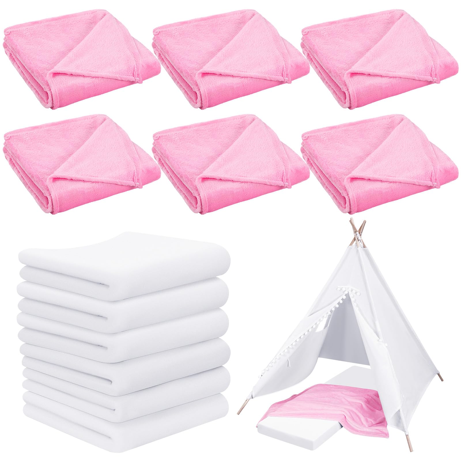 8 Pieces Sleepover Party Supplies Include Soft Throw Blankets Air Mattress Sheet Pad