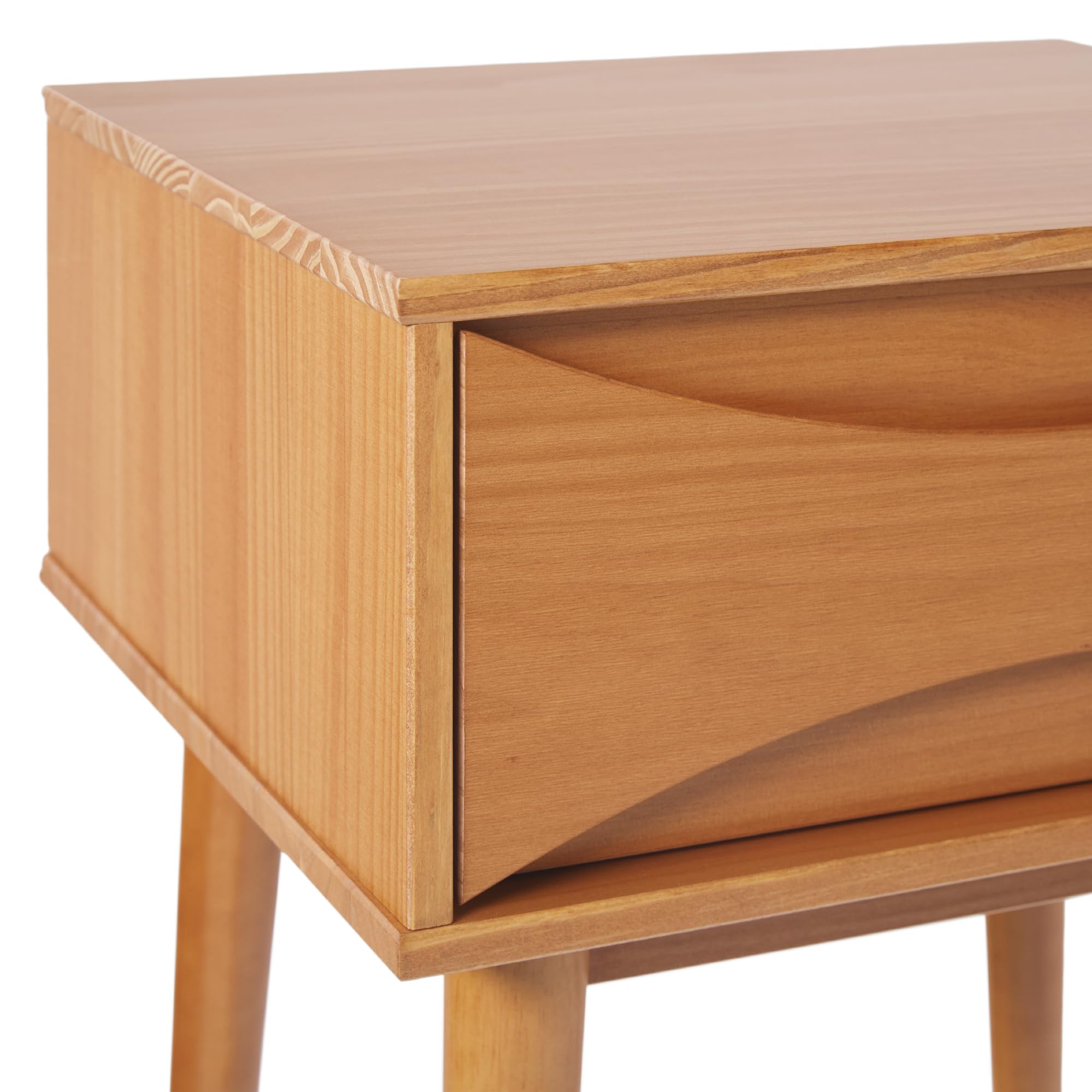 Solid Wood Retro 1-Drawer Nightstand