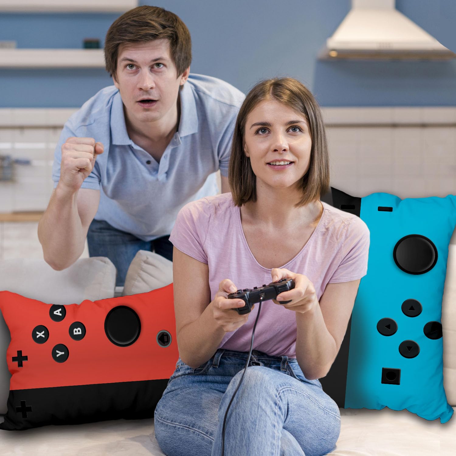 Set of 2 Throw Pillow Cases- Gamer Gifts for Teen Boys - Soft