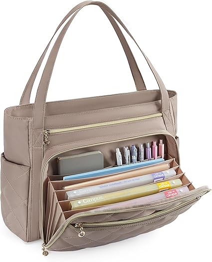 Teacher Tote Bag for Women 15.6in Quilted with Insulated Pocket & Nurse Bag