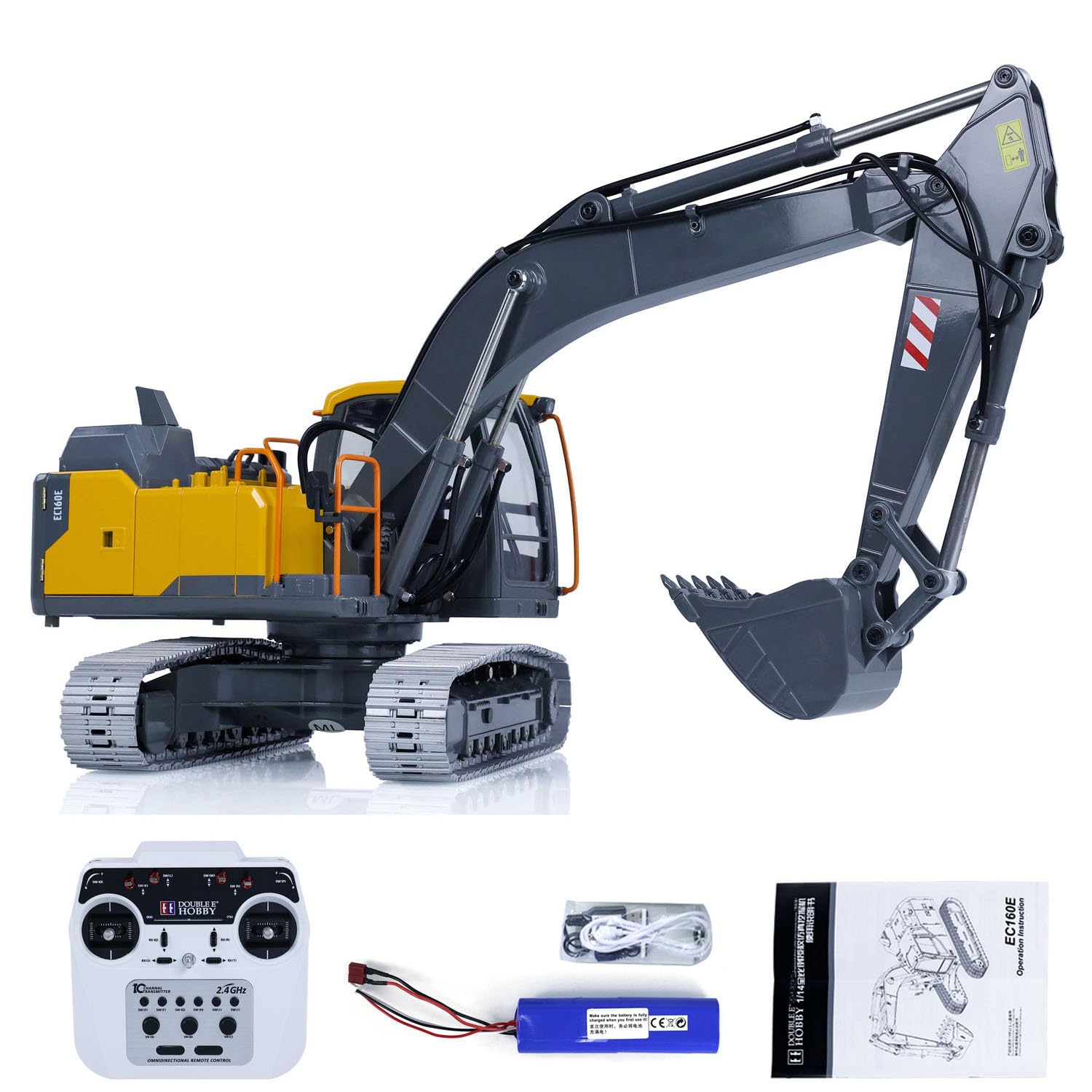 Double E RC Excavator Model for E010 EC160E Full Alloy Metal RC Engineering Digger Vehicle