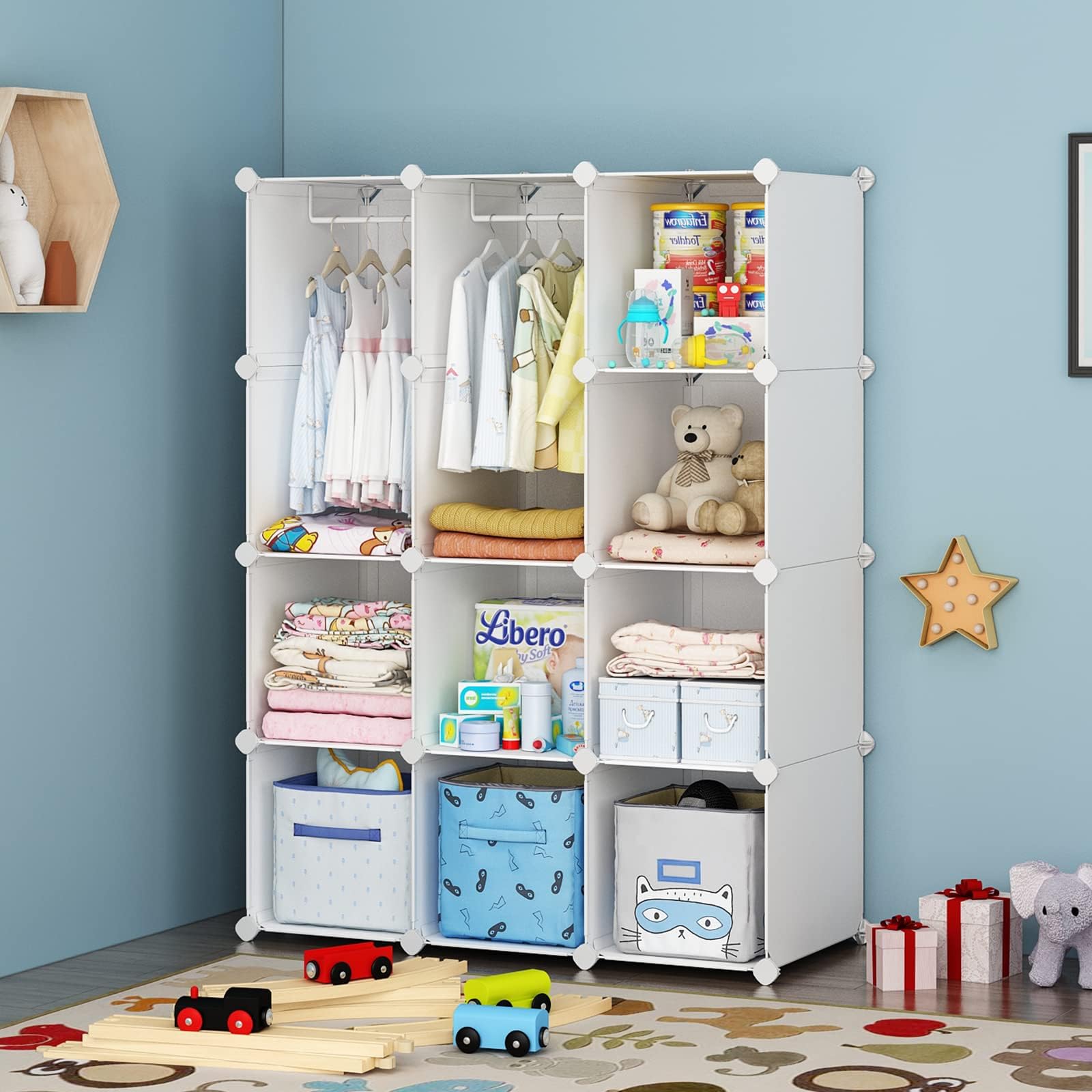 Baby Closet Organizer with Hanging Rod