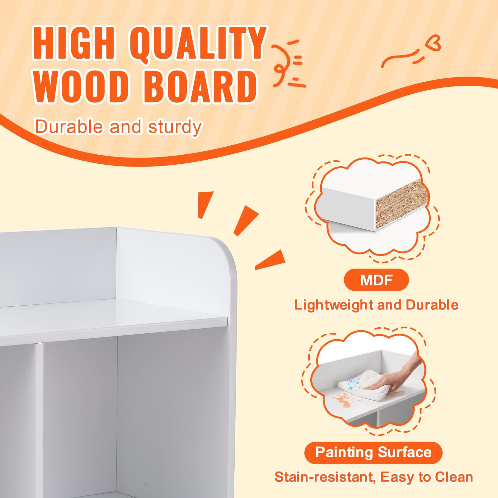 5-Cubby Kids Storage Organizer with Bookshelf