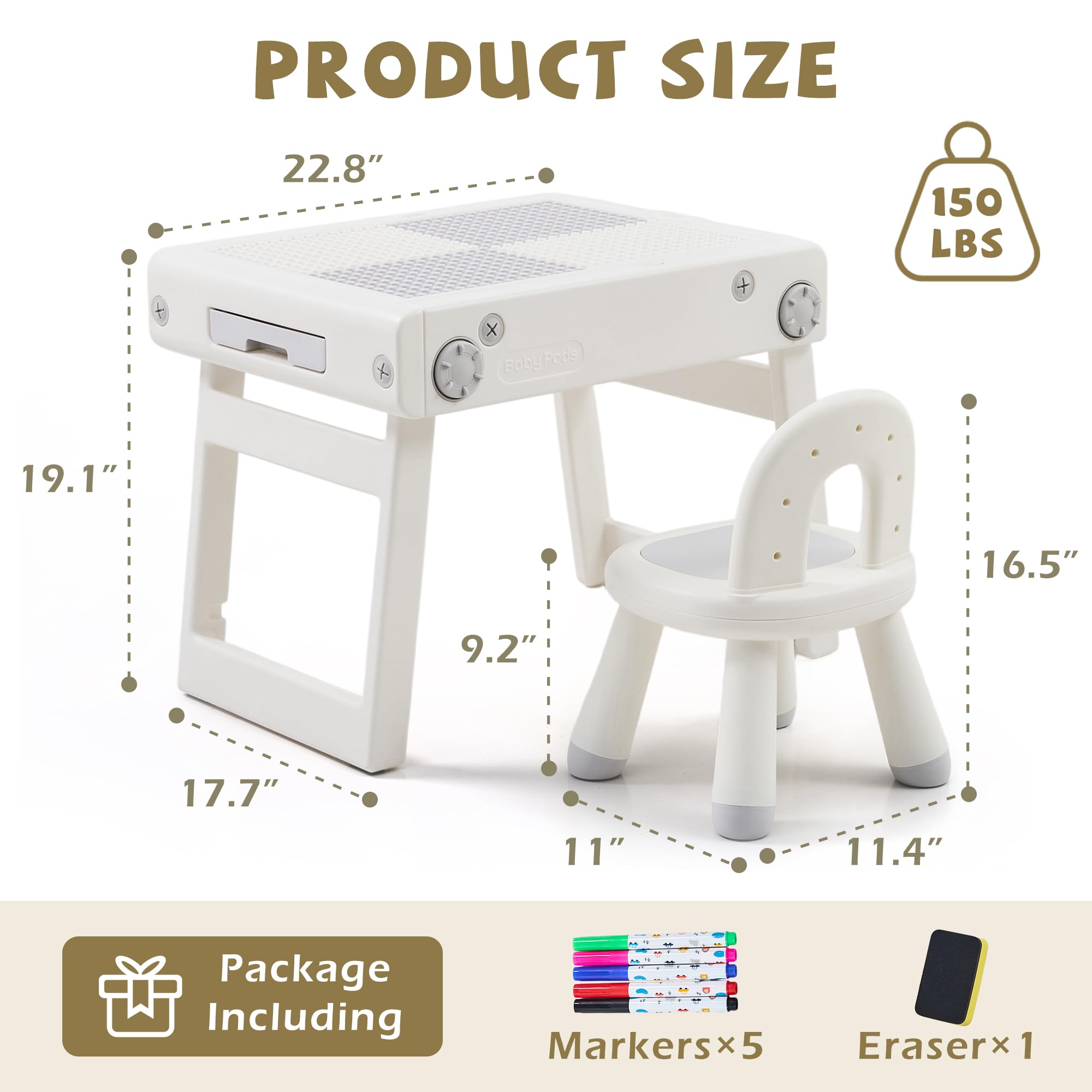 Foldable Kids Activity Table and Chair Set