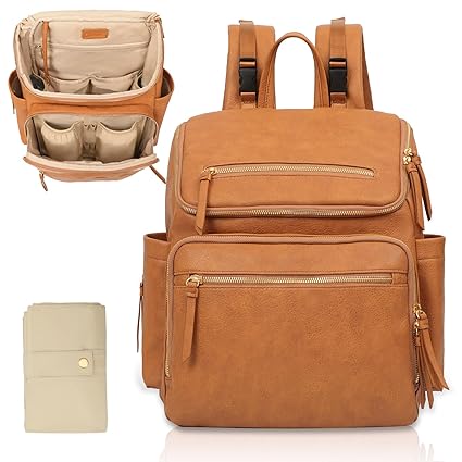 Bag Backpack Large Baby Diaper Bag Leather with 17 Diaper
