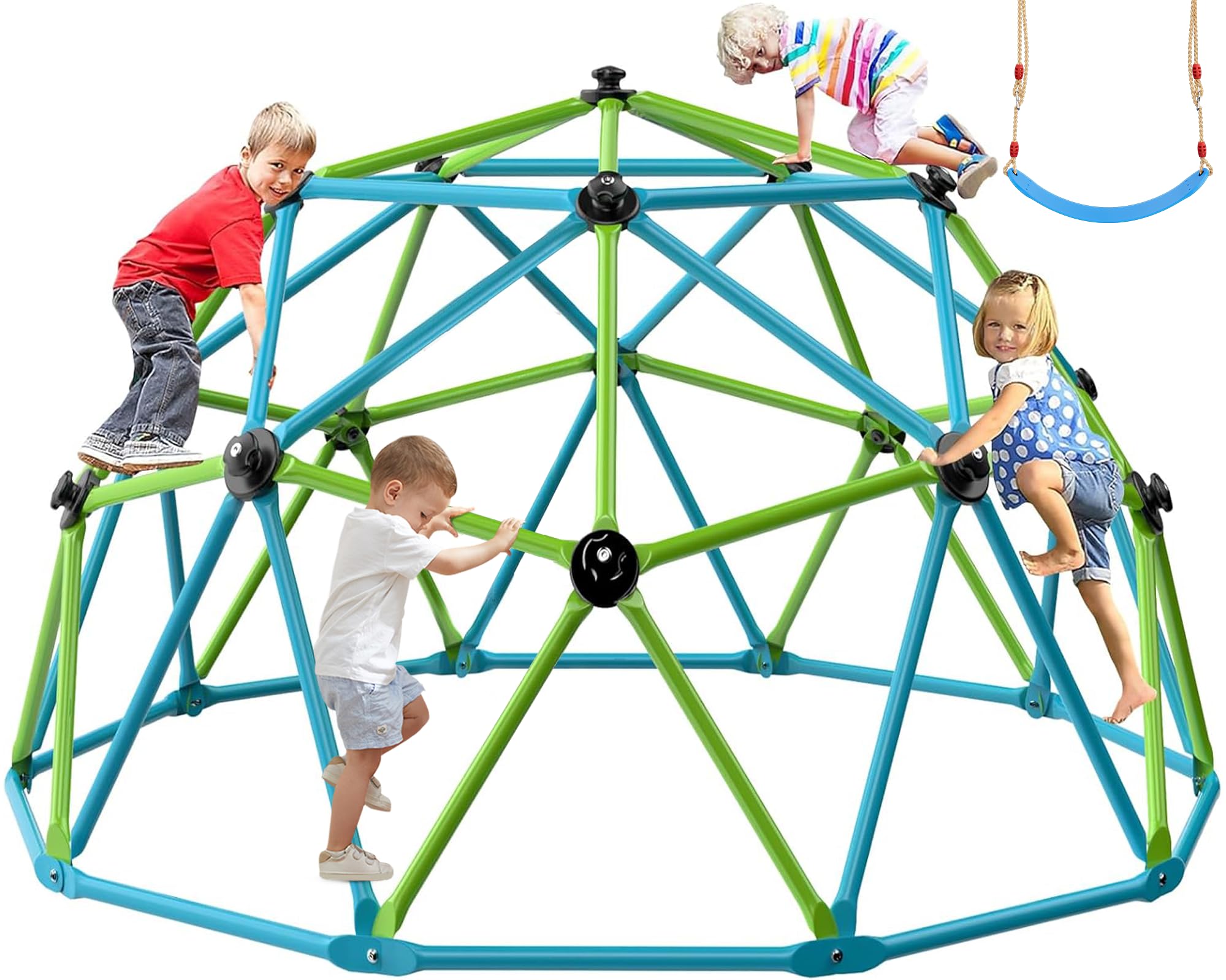 10FT Climbing Dome with Swing for Kids