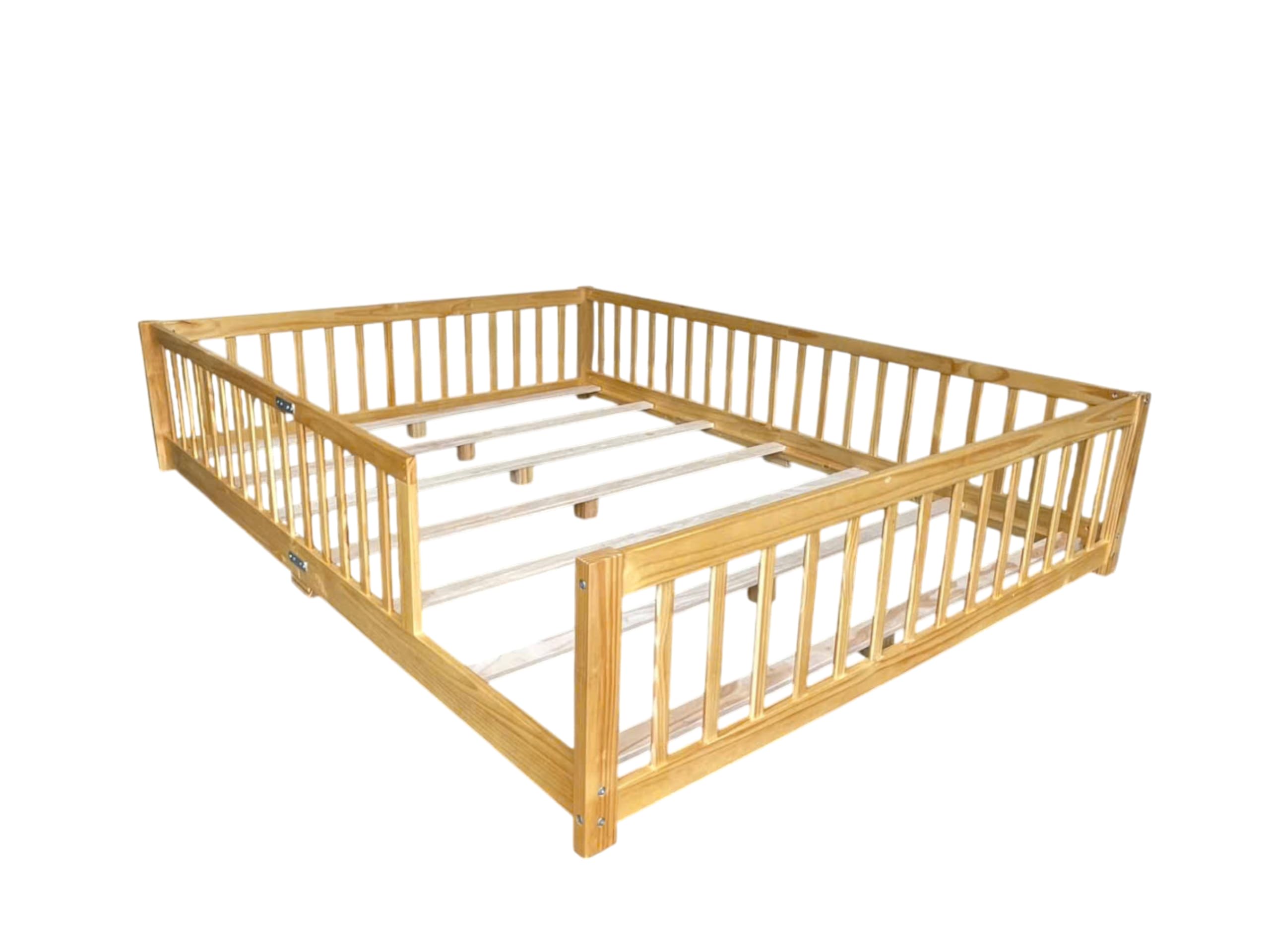 Queen Size Montessori Floor Bed with Guardrails