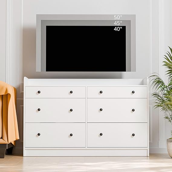 6 Drawer Dresser for Bedroom, Large Wood Dressers & Chests