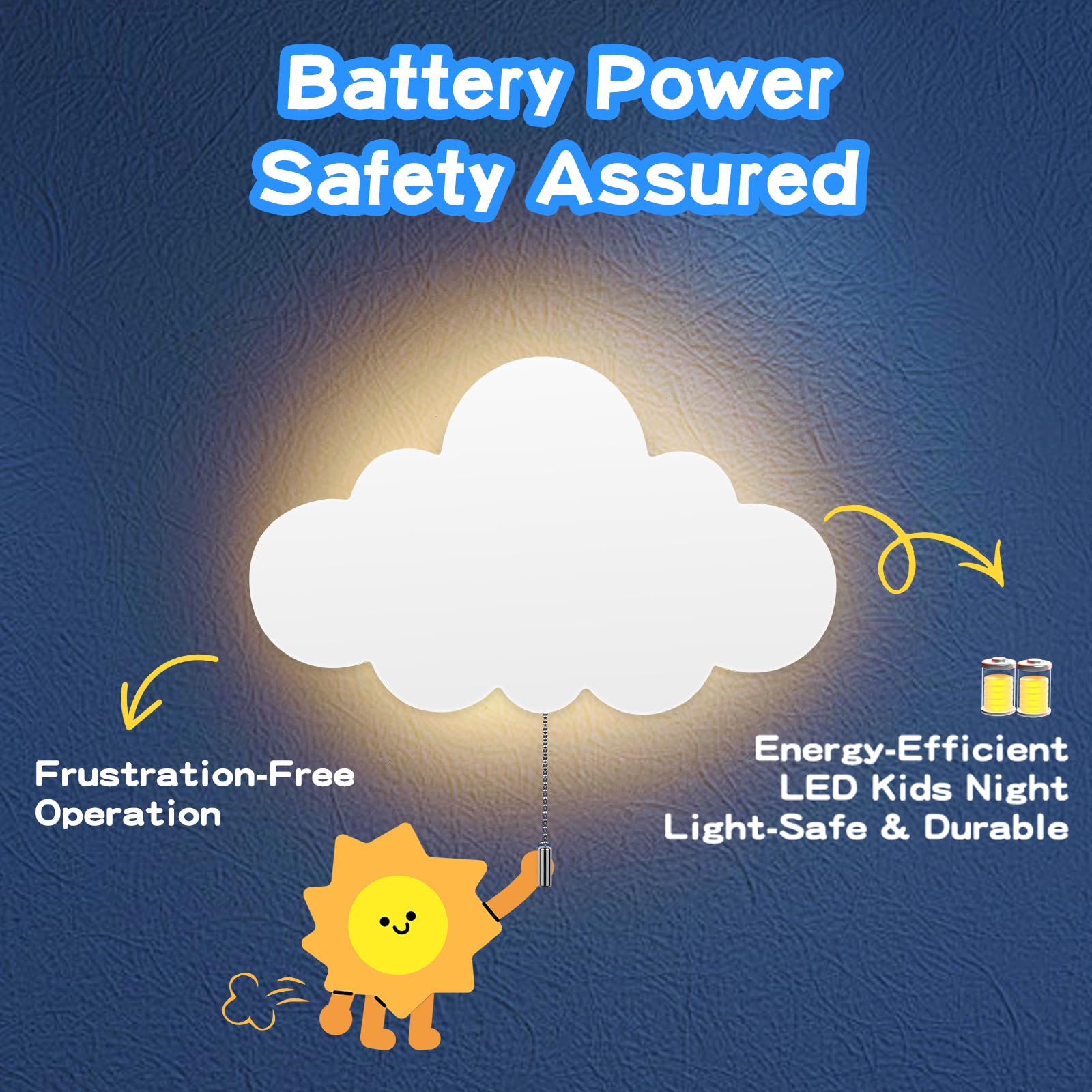 Cloud Light Battery-Powered Wall Lamp for Nursery and Kids Bedroom