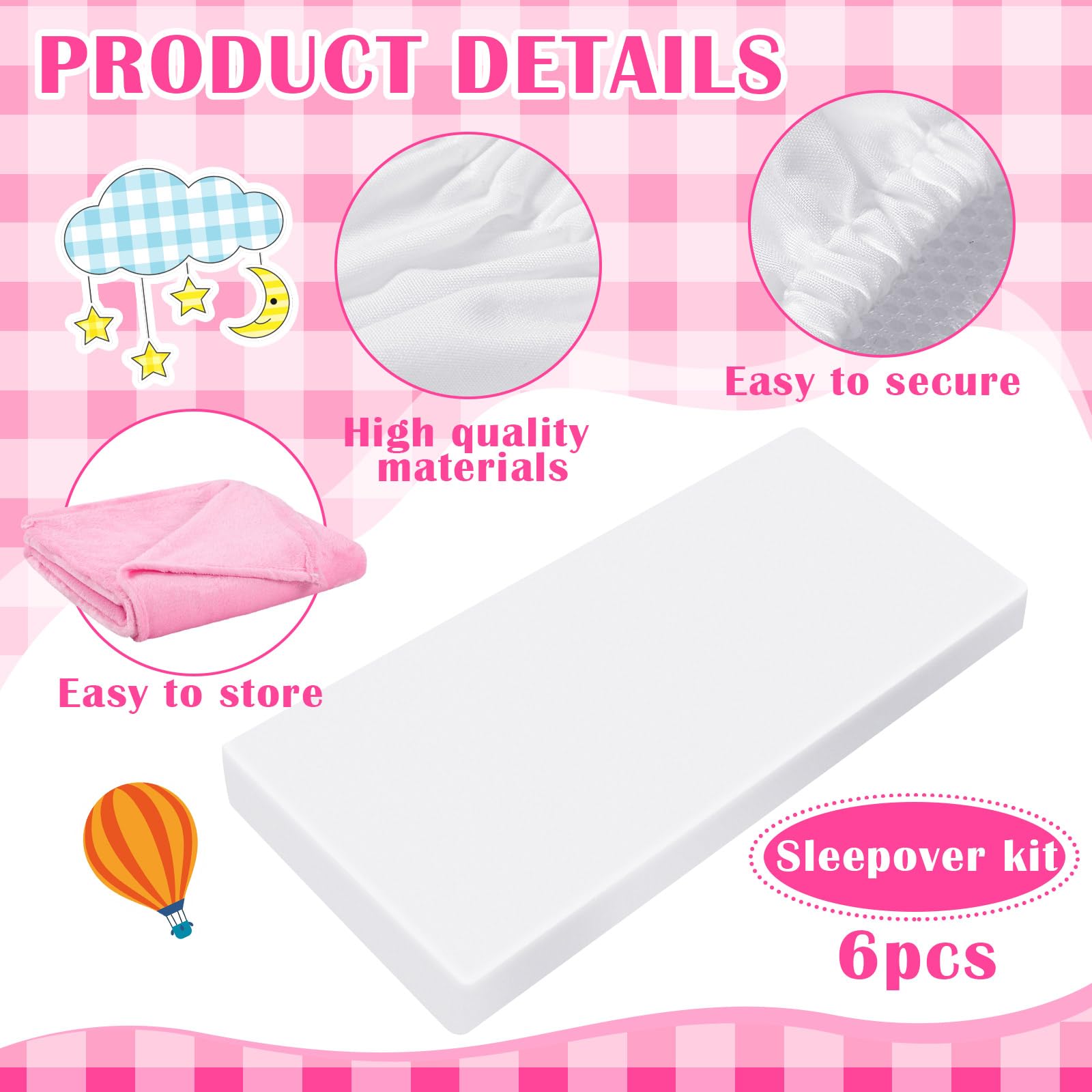Sleepover Party Bedding Set with Throw Blankets and Air Mattress Covers