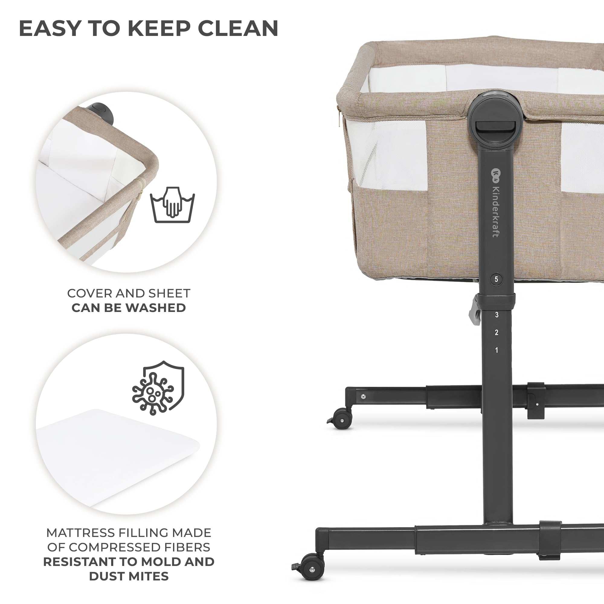 2-in-1 Bedside Crib Co-Sleeper with Adjustable Height