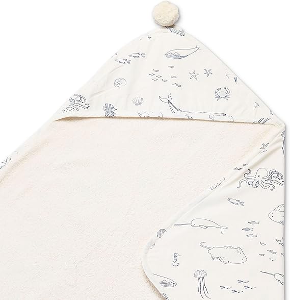 Towel, Life Aquatic | Absorbent French Terry & Soft Brushed 100% Cotton | 30” x 30”