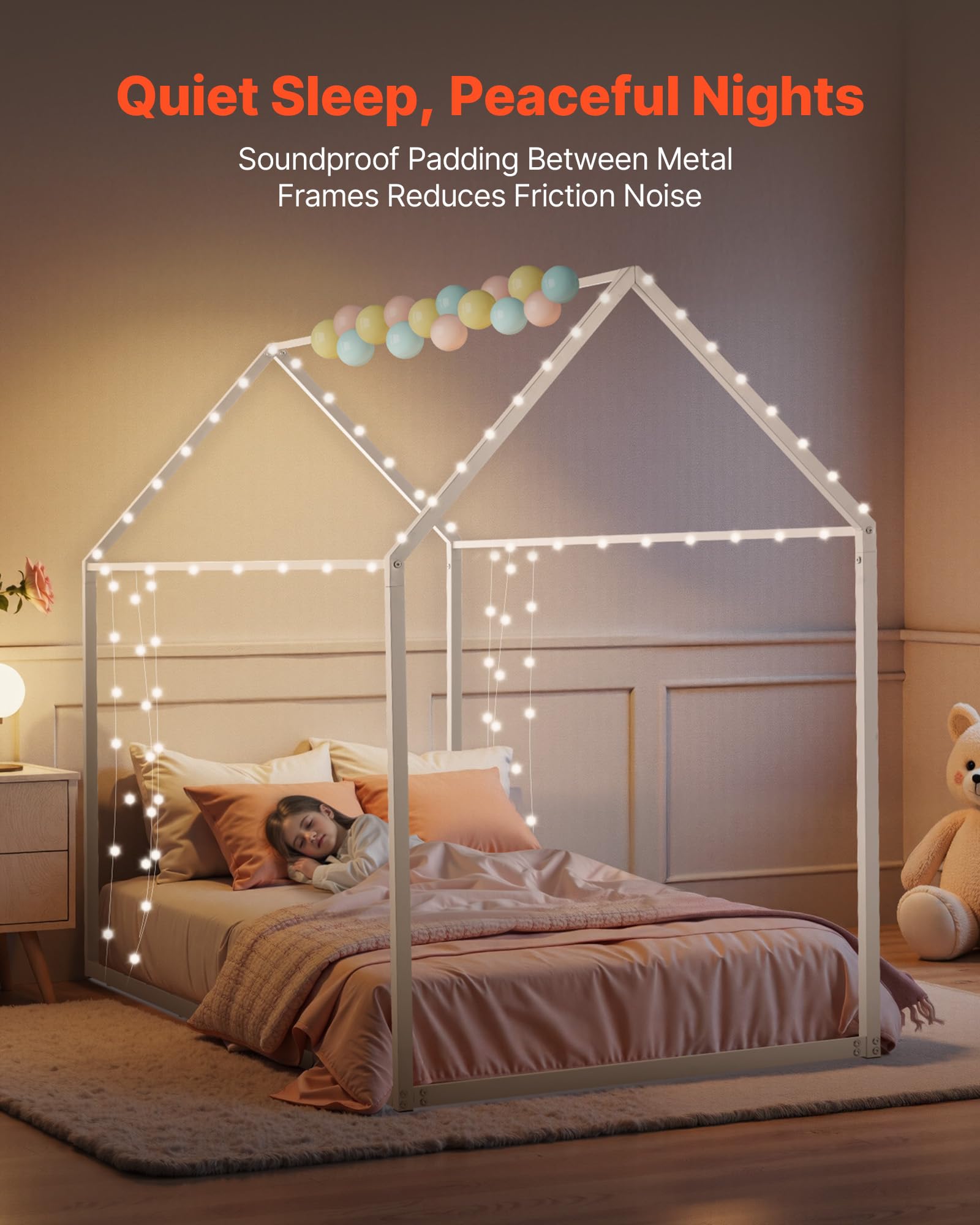 Metal House Bed Frame for Kids Twin Size