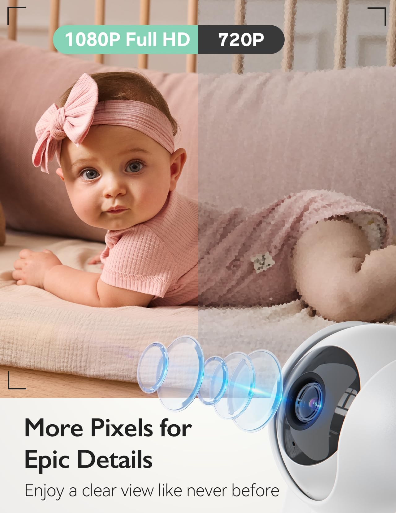 Momcozy Video Baby Monitor, 5.5” 1080P Full HD Baby Monitor with Camera No WiFi, Infrared Night Vision, 5800mAh 120-hrs Battery, ECO, VOX, 2-Way Audio, 1640ft Range, Record and Rewind Locally, BM03