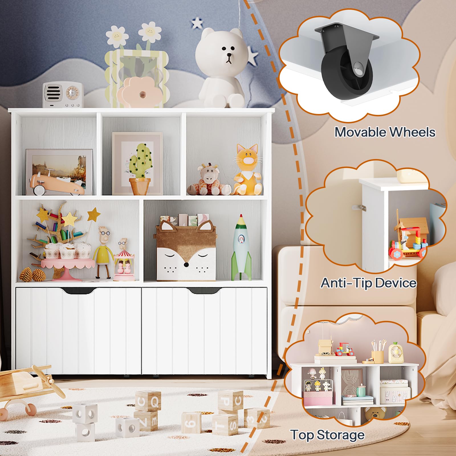 Kids Toy Storage Organizer with Movable Drawers