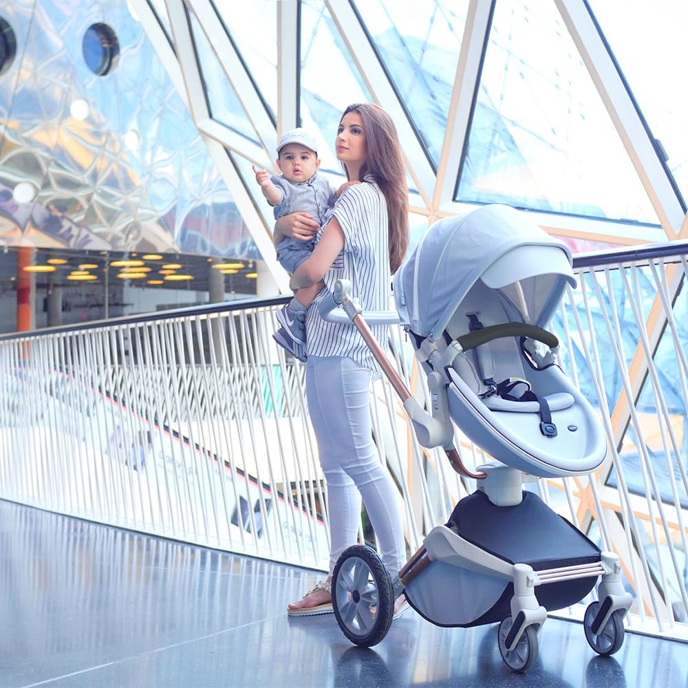 New H5 Baby Stroller 360 Degree Rotation Function, PU Leather Seat Combo Pushchair