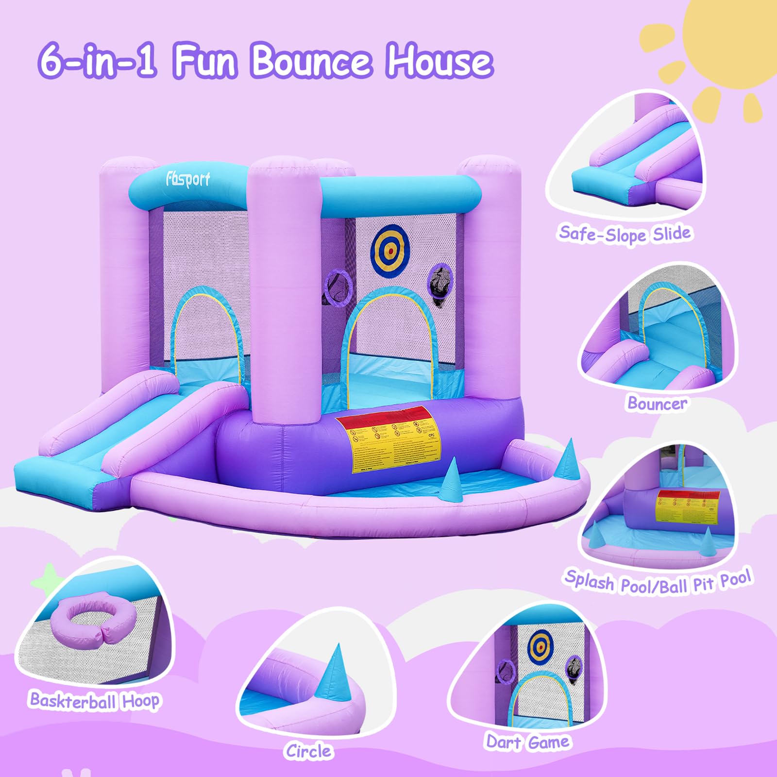 Galaxy Theme Inflatable Bounce House with Slide