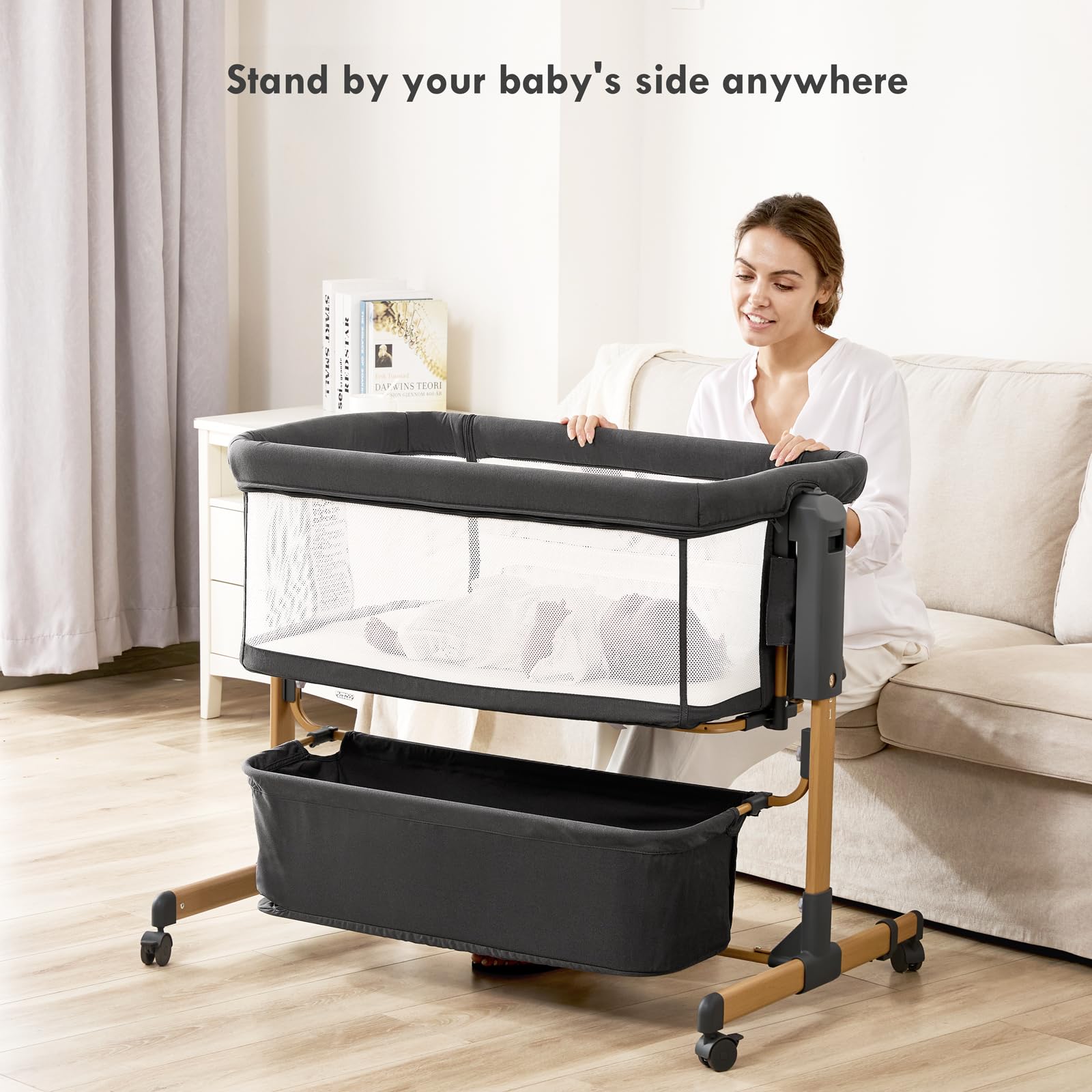 3-in-1 Bedside Bassinet with Adjustable Height