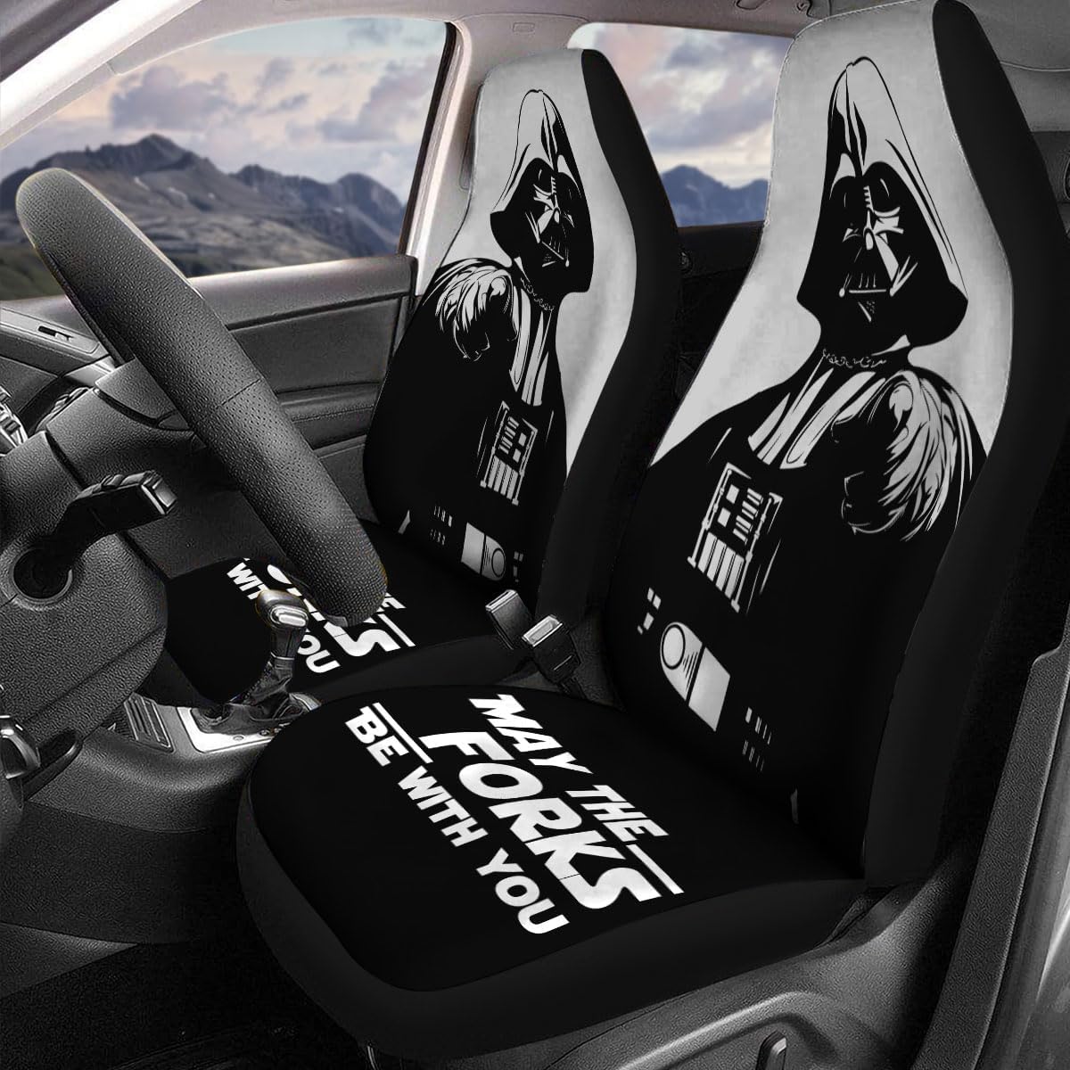Star Movie Character Couple 2 Front Car Seat Covers for Car Truck Sedan SUV