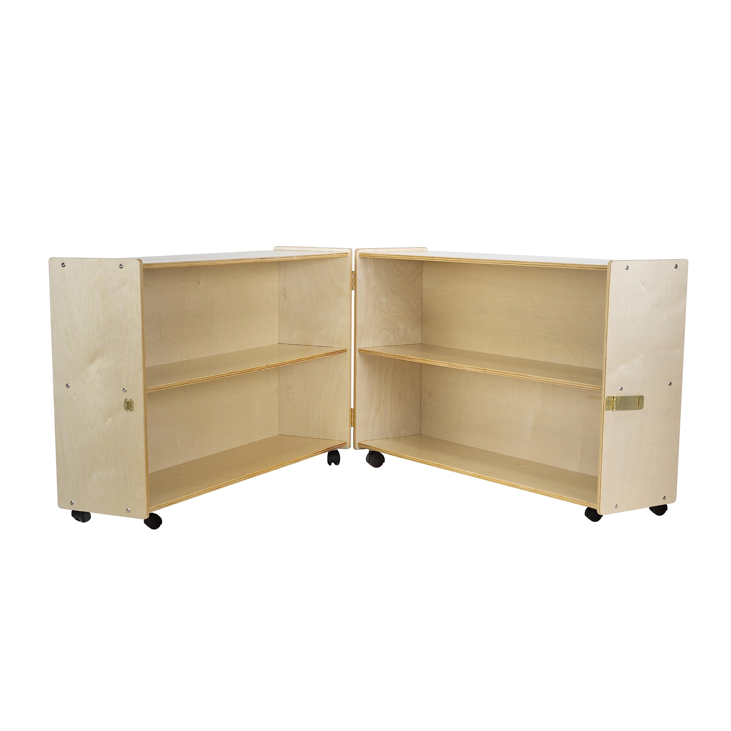Folding Storage Cabinet with Casters 4 Compartment Birch Plywood
