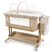 Baby Bassinet Bedside Sleeper 2 in 1 with Wheels, Arms Reach Co Sleeper with Mattress