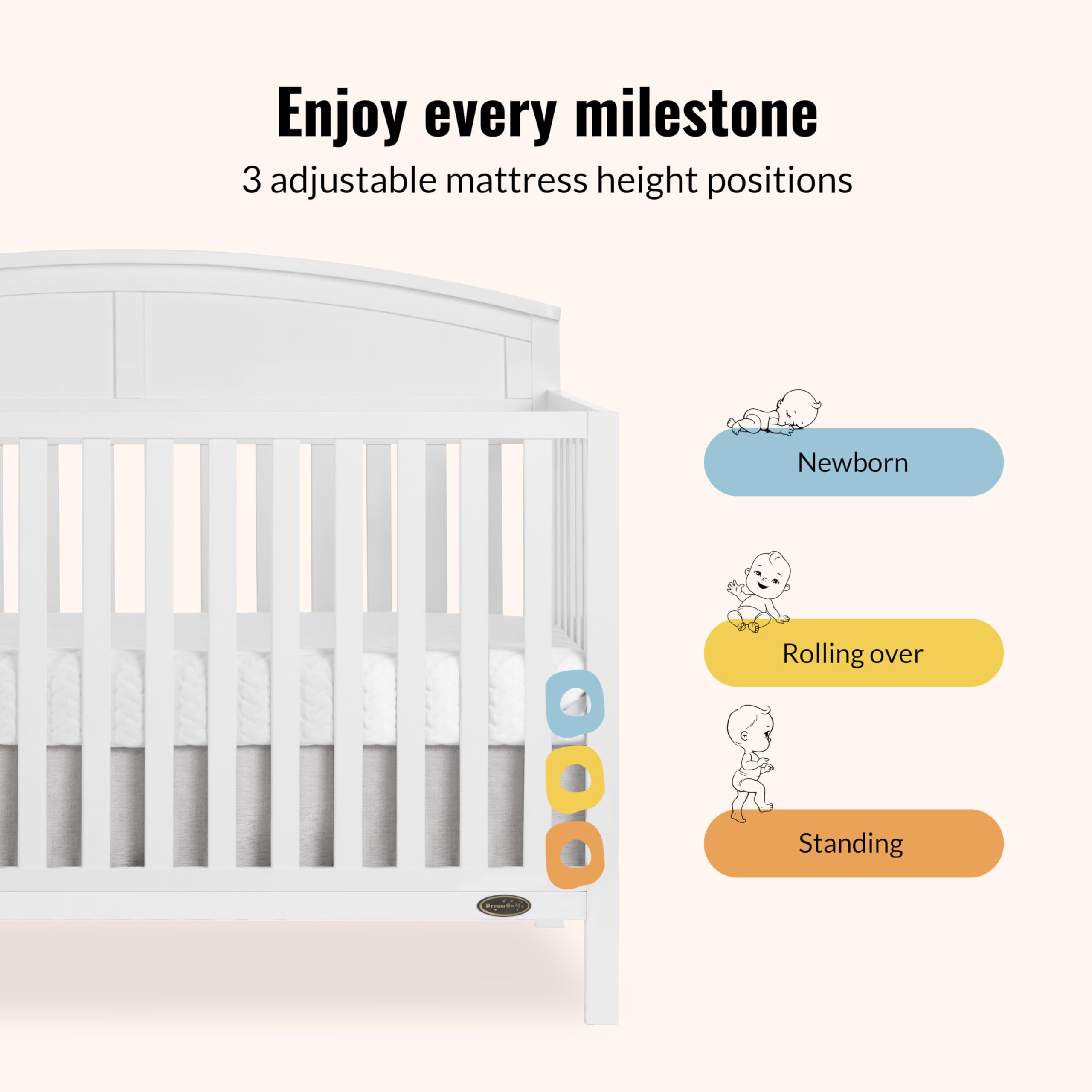 5-in-1 Convertible Baby Crib with Adjustable Mattress Heights