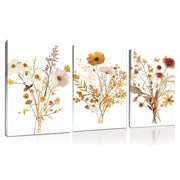 Watercolor Wildflower Canvas Wall Art Set of 3