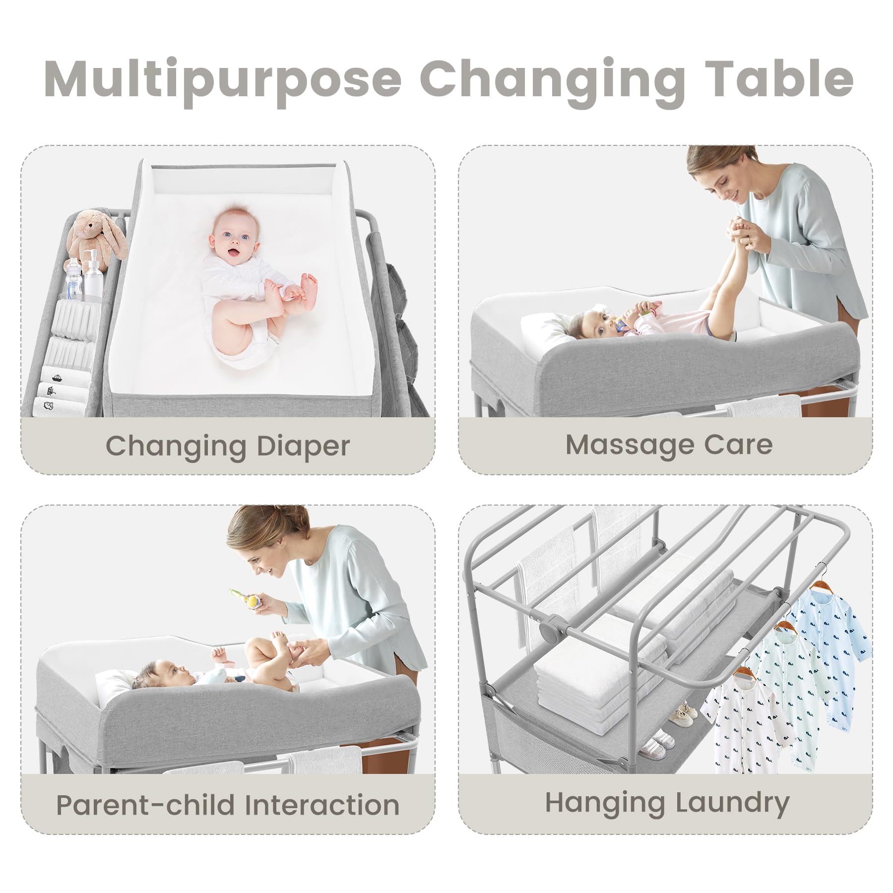 Foldable Baby Diaper Changing Table with Storage