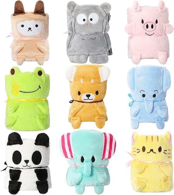 9 Pack Kids Travel Blanket for Airplanes Daycare Nap Blankets in Bulk Small Cute
