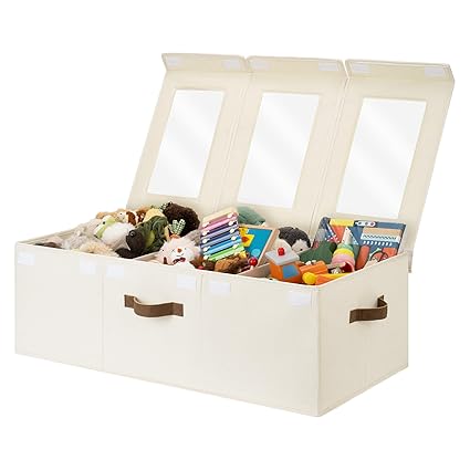 Large Toy Storage Bins with Lids, Collapsible Sturdy Toy Chests