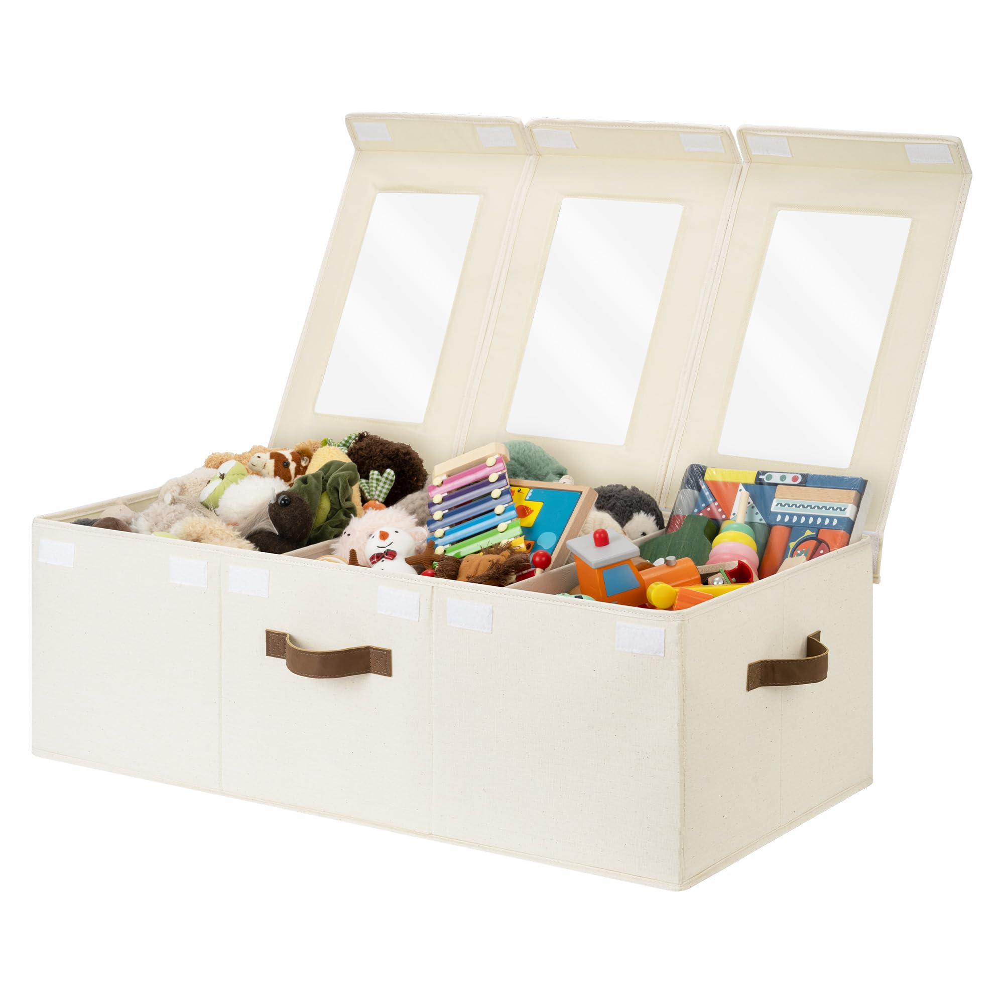Large Toy Storage Bins with Lids, Collapsible Sturdy Toy Chests