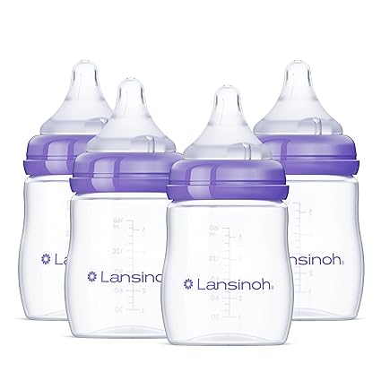 Anti-Colic Baby Bottles for Breastfeeding Babies, 8 Ounces, 4 Count, Includes